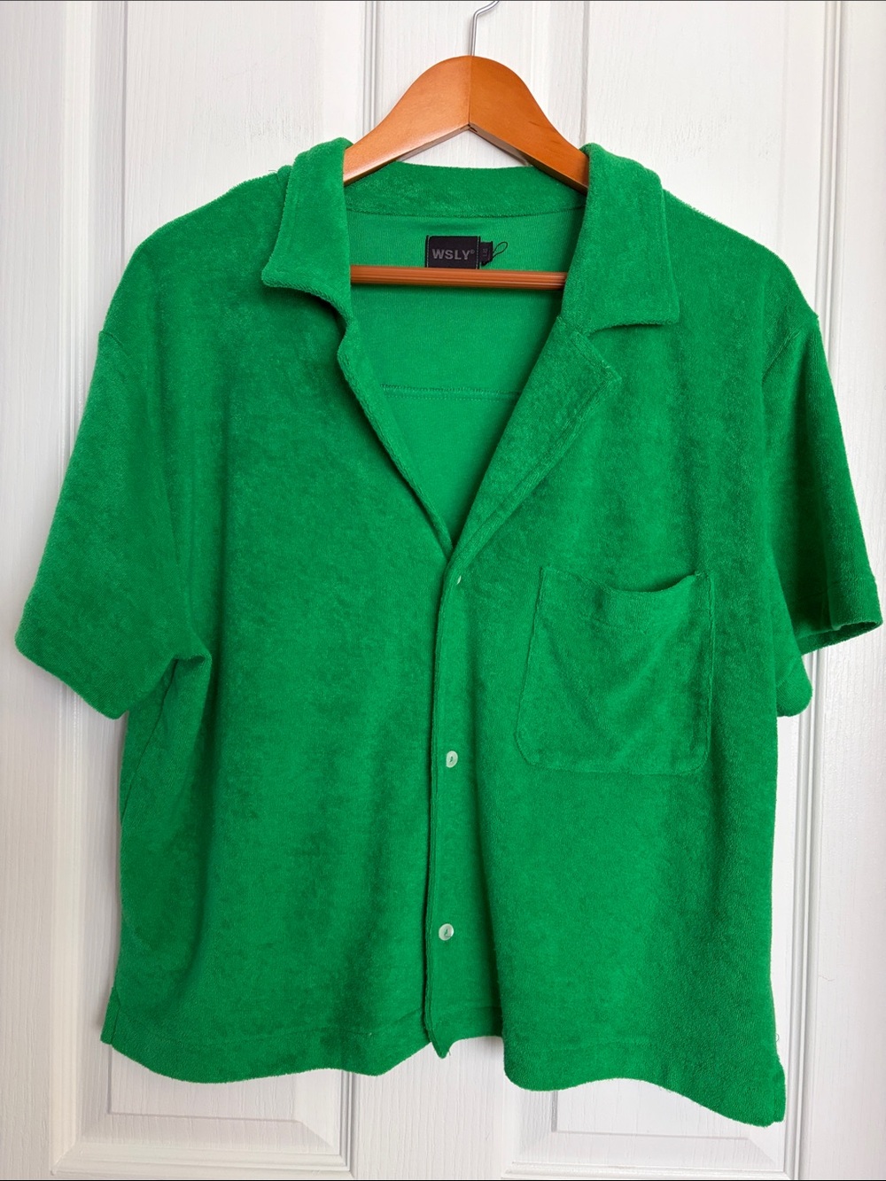 WSLY - Kelly Green Terry Cloth short jacket / top.